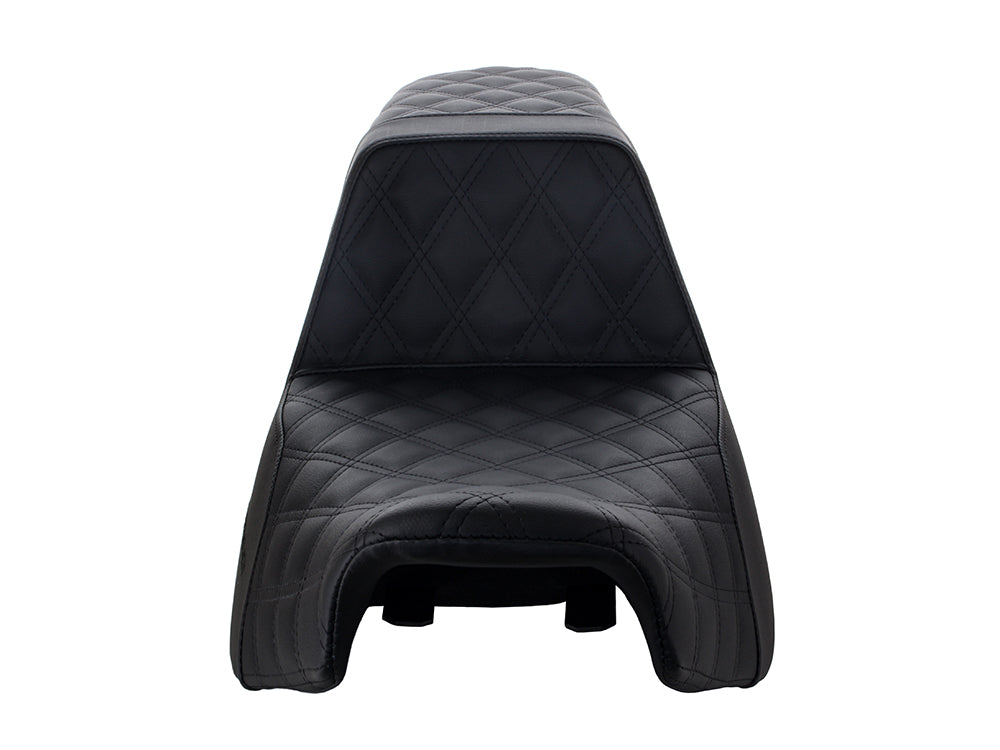 Step-Up LS Dual Seat with Black Double Diamond Lattice Stitch Front & Rear. Fits Indian Touring 2014up.