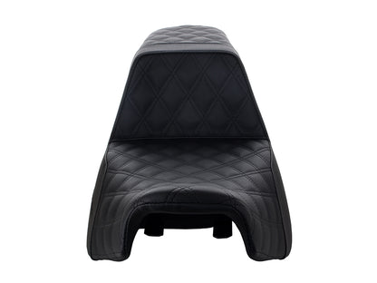 Step-Up LS Dual Seat with Black Double Diamond Lattice Stitch Front & Rear. Fits Indian Touring 2014up.