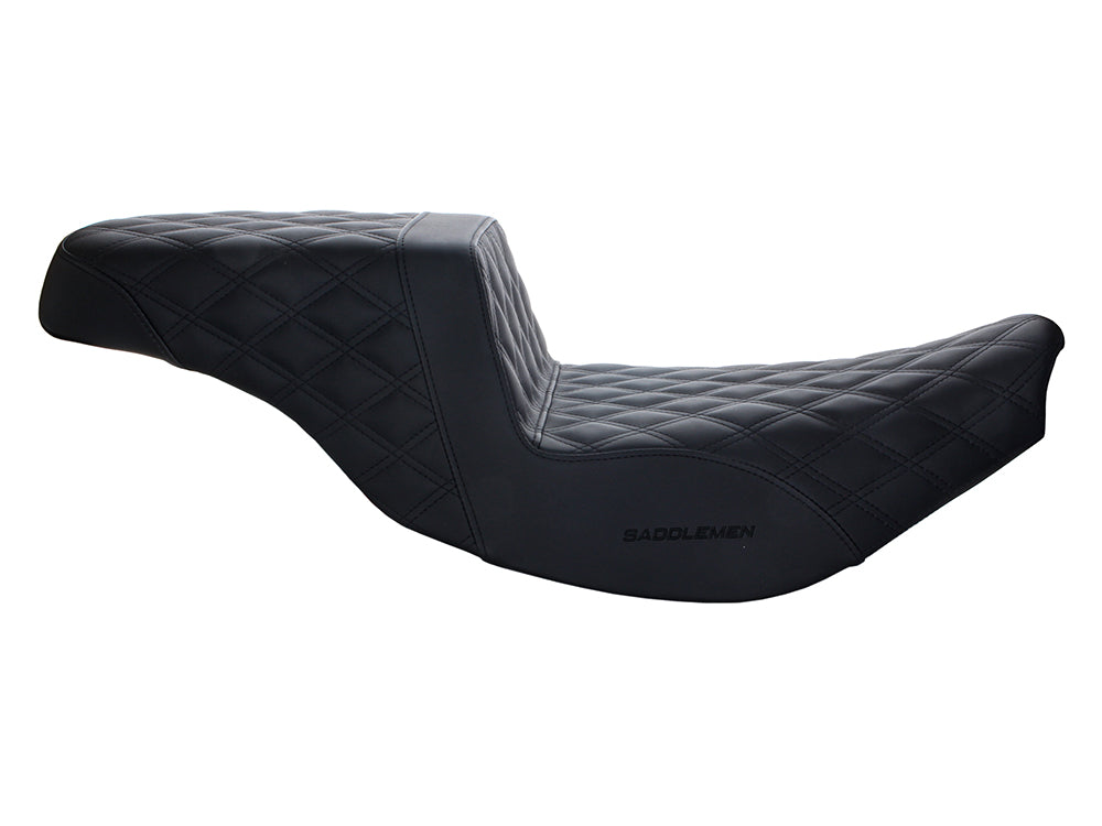 Step-Up LS Dual Seat with Black Double Diamond Lattice Stitch Front & Rear. Fits Indian Touring 2014up.