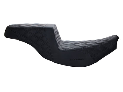 Step-Up LS Dual Seat with Black Double Diamond Lattice Stitch Front & Rear. Fits Indian Touring 2014up.