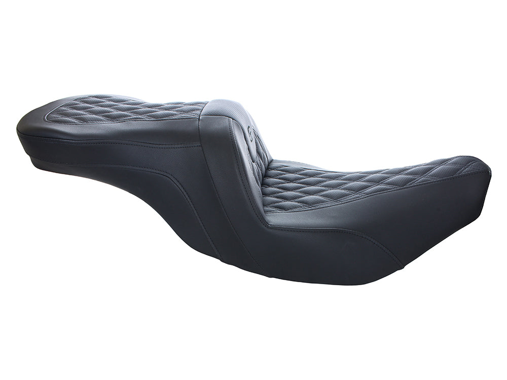 RoadSofa LS Dual Seat with Black Double Diamond Lattice Stitch. Fits Indian Touring 2014up.