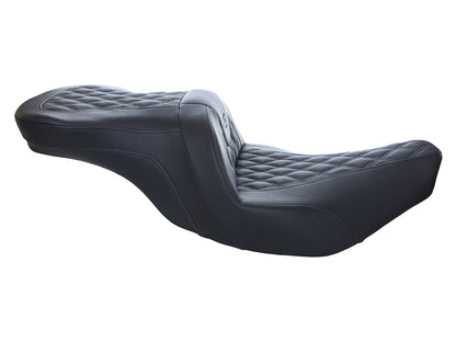 RoadSofa LS Dual Seat with Black Double Diamond Lattice Stitch. Fits Indian Touring 2014up.