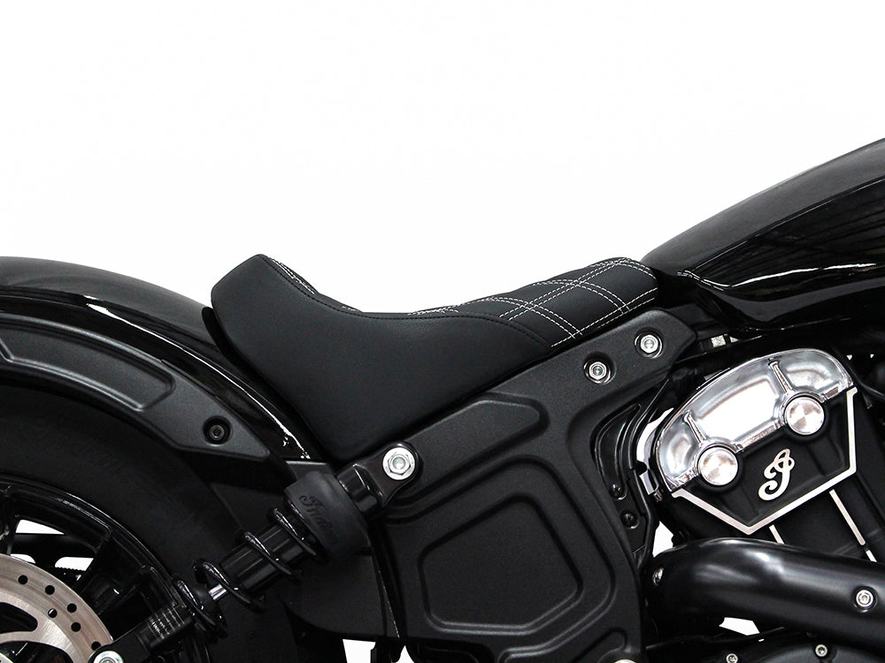 Renegade LS Solo Seat with White Double Diamond Lattice Stitch. Fits Scout Bobber 2018-2024
