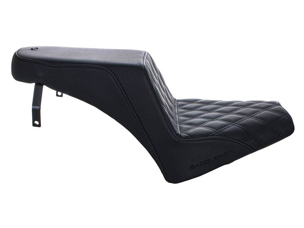 Step-Up LS Dual Seat with Black Double Diamond Lattice Stitch. Fits Scout Bobber 2018-2024
