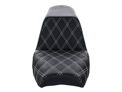 Step-Up LS Dual with Seat White Double Diamond Lattice Stitch. Fits Scout Bobber 2018-2024