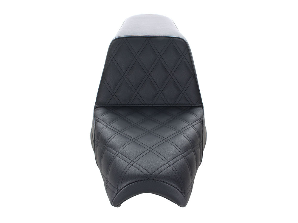 Step-Up LS Dual Seat with Black Double Diamond Lattice Stitch. Fits Yamaha Bolt 2013up.