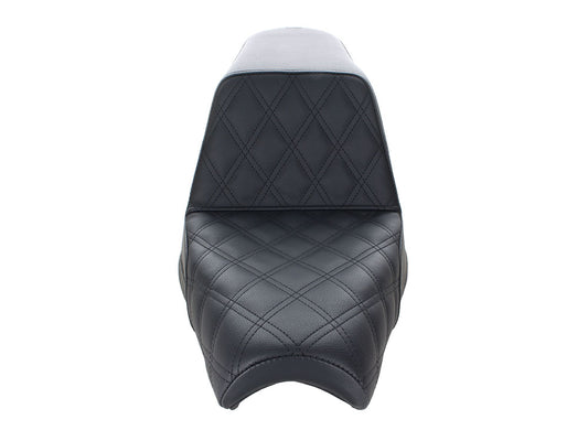 Step-Up LS Dual Seat with Black Double Diamond Lattice Stitch. Fits Yamaha Bolt 2013up.