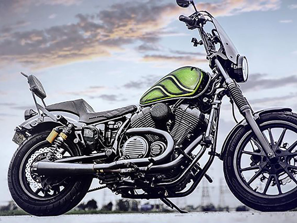 Step-Up LS Dual Seat with Black Double Diamond Lattice Stitch. Fits Yamaha Bolt 2013up.
