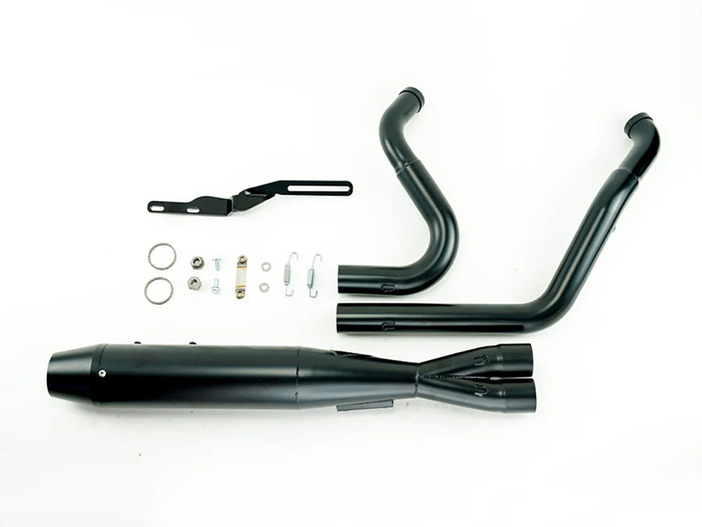 Mid Length 2-into-1 Exhaust with Welded End Cap - Black. Fits Touring 1995-2016.
