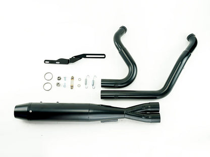 Mid Length 2-into-1 Exhaust with Welded End Cap - Black. Fits Touring 1995-2016.