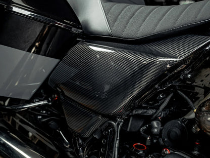Carbon Side Covers - Gloss Finish. Fits CVO Touring 2023up, Street Glide & Road Glide 2024up, Touring 2025up