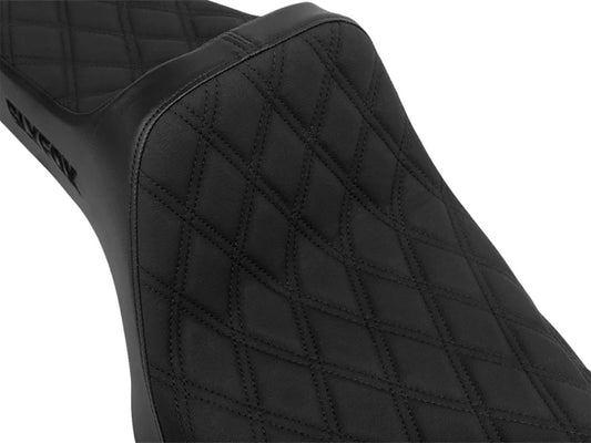 Highnoon Dual Seat with Black Double Diamond Stitch. Fits Sportster 2004-2021