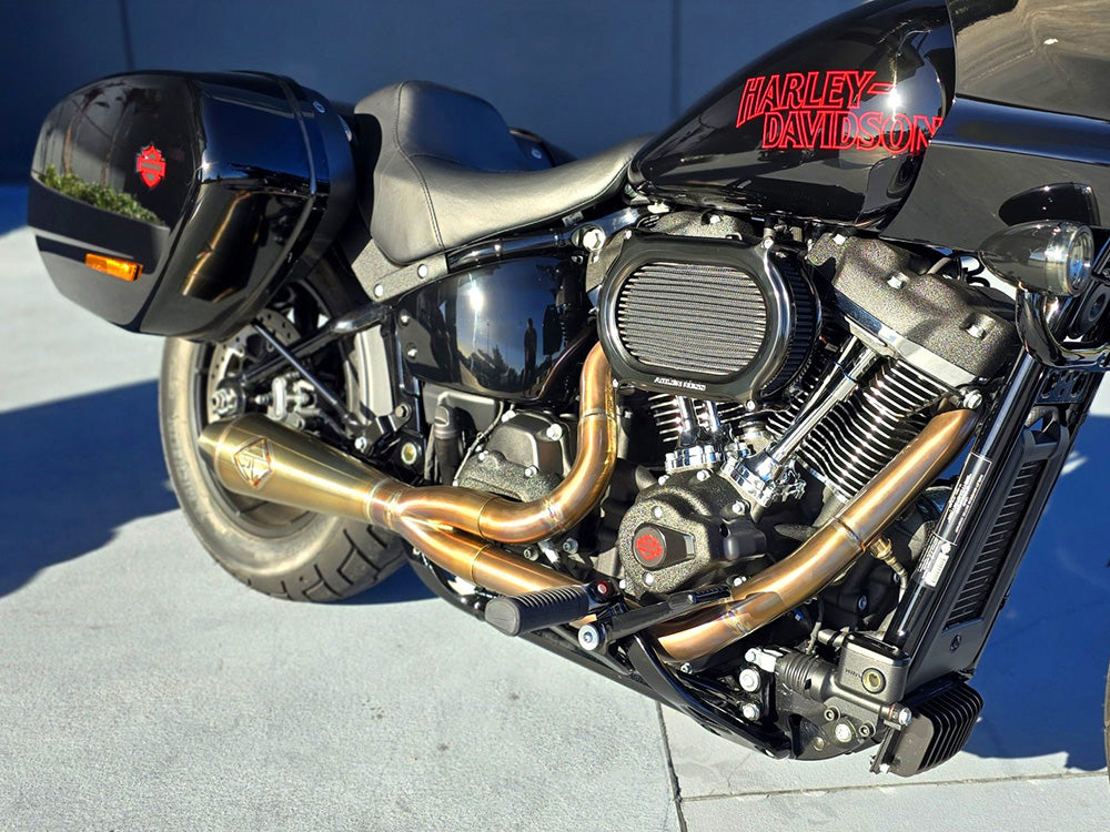 2-into-1 4.5in. Big Bore Exhaust - Stainless Steel. Fits Softail 2018up Non-240 Rear Tyre Models.
