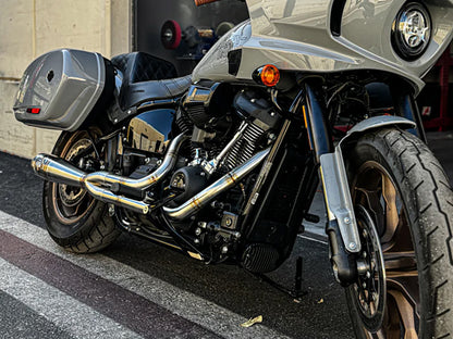 2-into-1 Elsinore Mid Length Exhaust - Stainless Steel. Fits Softail 2018up Non-240 Rear Tyre Models