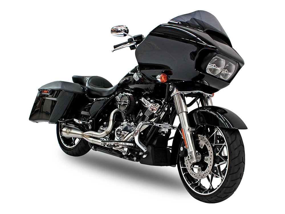 2-into-1 Cutback Exhaust - Stainless Steel with Black End Cap. Fits Touring 2017up.