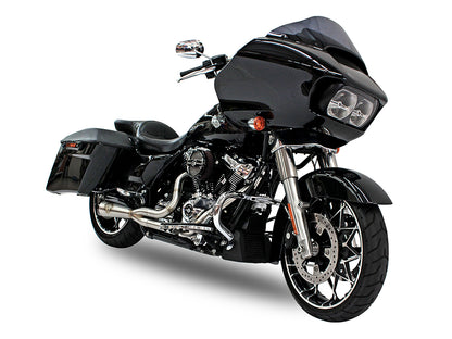 2-into-1 Cutback Exhaust - Stainless Steel with Black End Cap. Fits Touring 2017up.