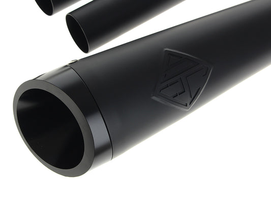 2-into-1 Cutback Exhaust - Black with Black End Cap. Fits Touring 2017up.