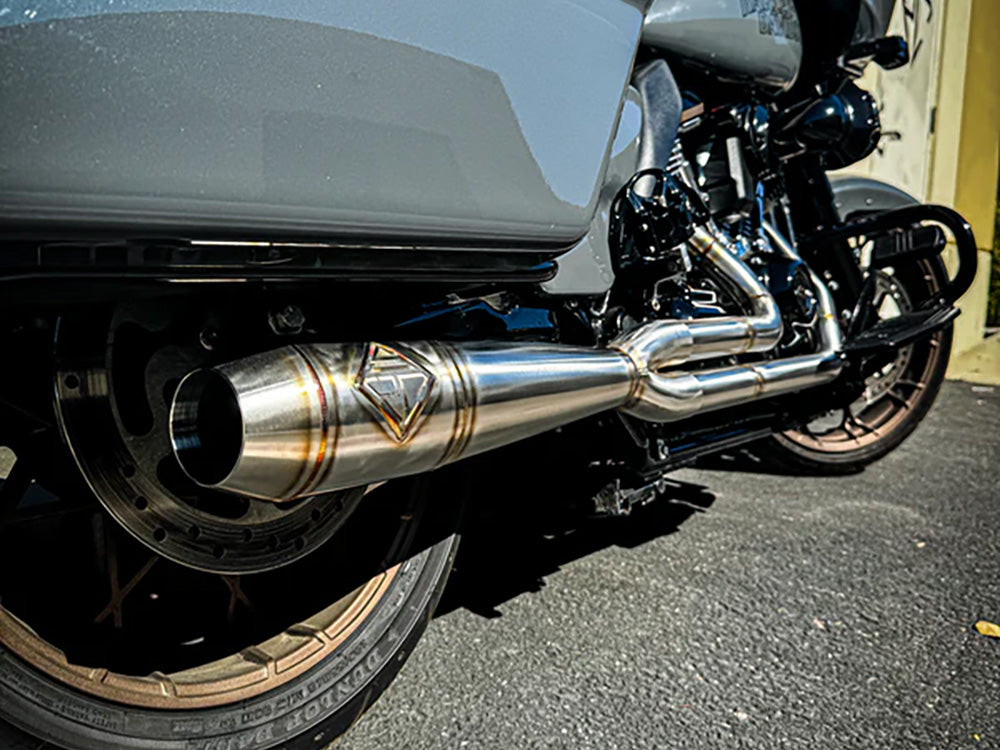 2-into-1 Elsinore Mid Length Exhaust - Stainless Steel. Fits Touring 2017up