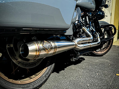2-into-1 Elsinore Mid Length Exhaust - Stainless Steel. Fits Touring 2017up
