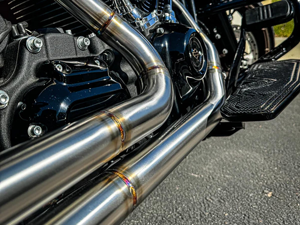 2-into-1 Elsinore Mid Length Exhaust - Stainless Steel. Fits Touring 2017up