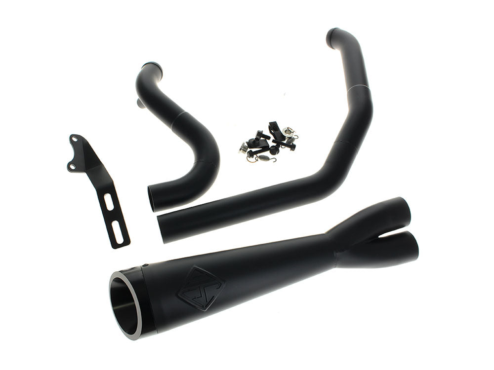 2-into-1 Cutback Exhaust - Black with Black End Cap. Fits Dyna 2006-2017
