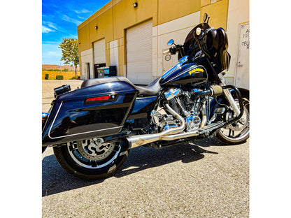 2-into-1 Cutback Exhaust - Stainless Steel with Black End Cap. Fits Touring 1995-2016