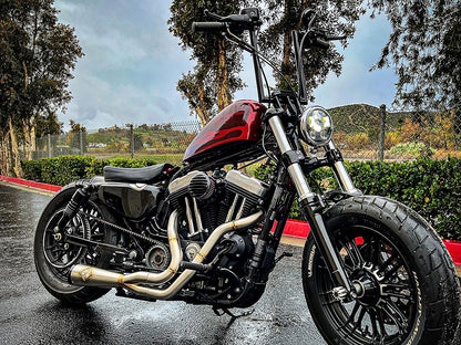 2-into-1 Cutback Exhaust - Stainless Steel with Black End Cap. Fits Sportster 2014-2021