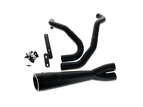 2-into-1 Cutback Exhaust - Black with Black End Cap. Fits Sportster 2014-2021