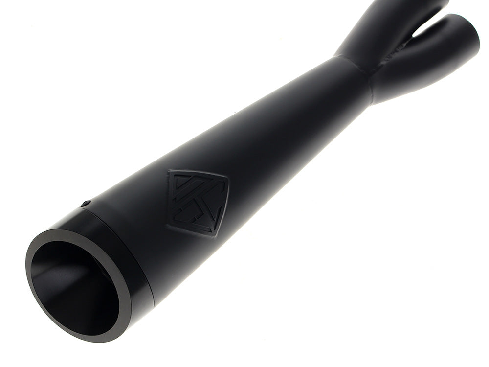 2-into-1 Cutback Exhaust - Black with Black End Cap. Fits Dyna 1999-2005