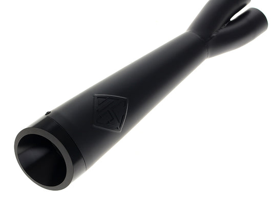 2-into-1 Cutback Exhaust - Black with Black End Cap. Fits Dyna 1999-2005