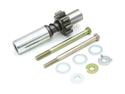 Starter Jackshaft Assembly & Pinion Gear. Fits Softail, FXR & Dyna with 3in. Open Belt Drive