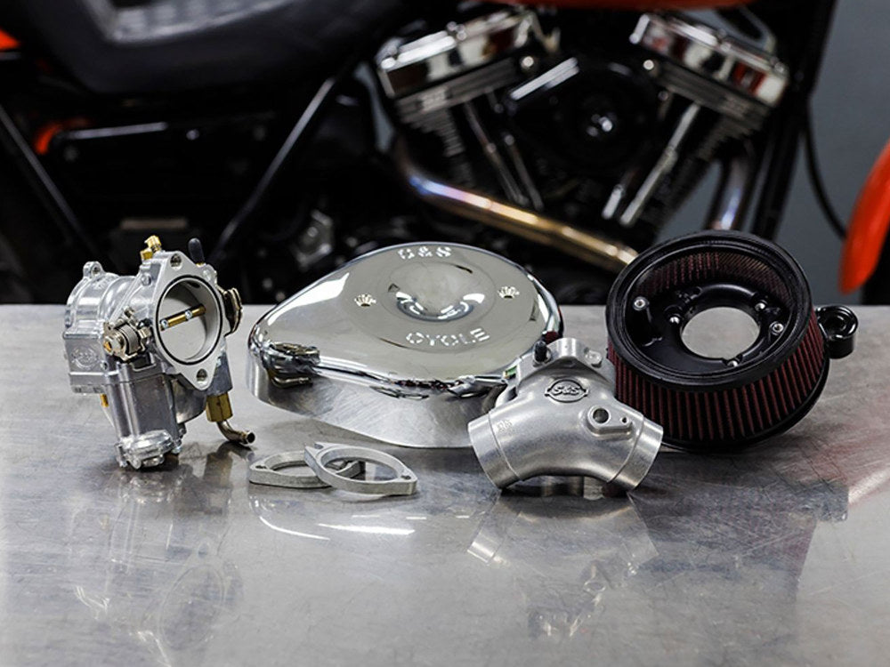 Super E Carburettor Kit. Fits Evo 1984-1999. Chrome Stealth Air Cleaner.