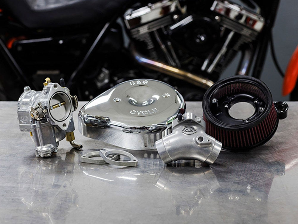 Super G Carburettor Kit. Fits Evo 1984-1999. Chrome Stealth Air Cleaner.