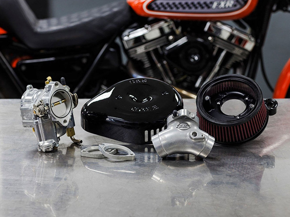 Super G Carburettor Kit. Fits Evo 1984-1999. Black Stealth Air Cleaner.