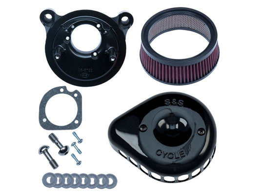 Mini Teardrop Air Cleaner Kit - Black. Fits Big Twins 1993-2017 with CV Carb or Cable Operated Delphi EFI.