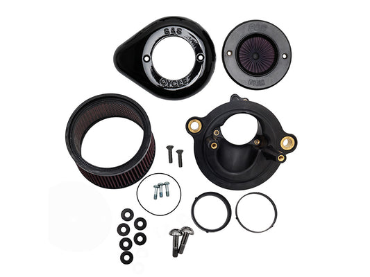 +1 Inch Air Stinger Stealth Air Cleaner Kit - Black Teardrop. Fits CVO Touring 2023up, Street Glide & Road Glide 2024up, Touring 2025up & Softail 2025up with Stock 58mm, SE 64mm or SE 68mm Throttle Body