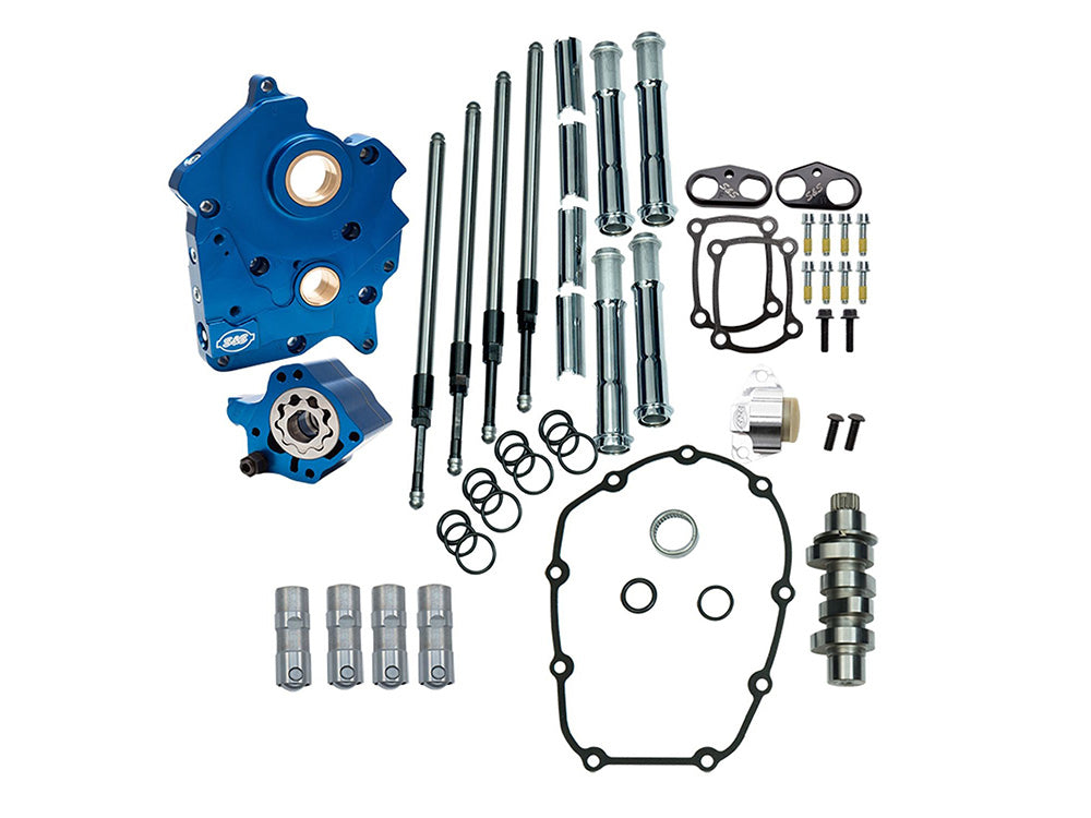 Cam Chest Kit with 465C Chain Drive Camshaft & Chrome Pushrod Covers. Fits Touring 2017up & Softail 2018up with Oil Cooled Engines