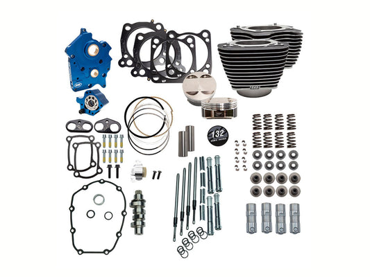 Power Pack - 132ci Big Bore Kit with Chain Drive 550 Camshaft, Highlighted Fins & Chrome Pushrod Tubes. Fits Milwaukee-Eight 2017up with 114ci or 117ci Oil Cooled Engine
