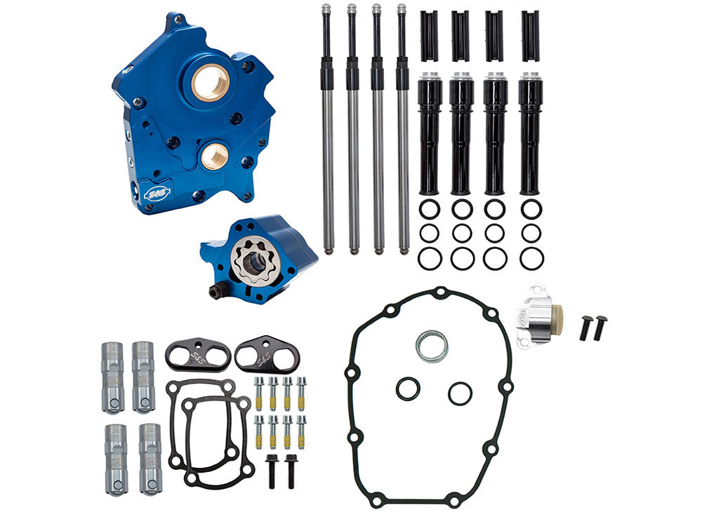 Cam Chest Kit with Chrome Pushrod Kit, No Cam - Suits Chain Drive Camshaft. Fits Touring 2017up & Softail 2018up with Oil Cooled Engines.