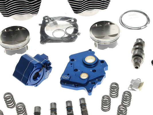 Power Pack - 132ci Big Bore Kit with Chain Drive HPT496 Camshaft, Highlighted Fins & Chrome Pushrod Tubes. Fits Milwaukee-Eight 2017up with 114ci or 117ci Oil Cooled Engine