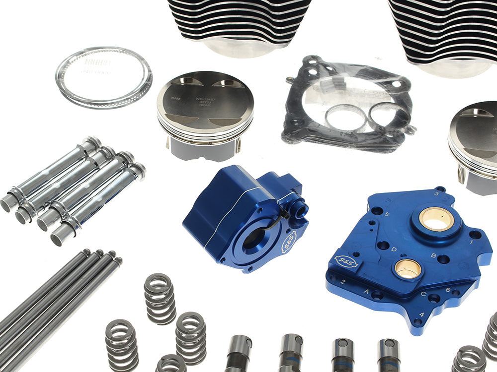 Power Pack - 132ci Big Bore Kit with Chain Drive HPT496 Camshaft, Highlighted Fins & Chrome Pushrod Tubes. Fits Milwaukee-Eight 2017up with 114ci or 117ci Oil Cooled Engine