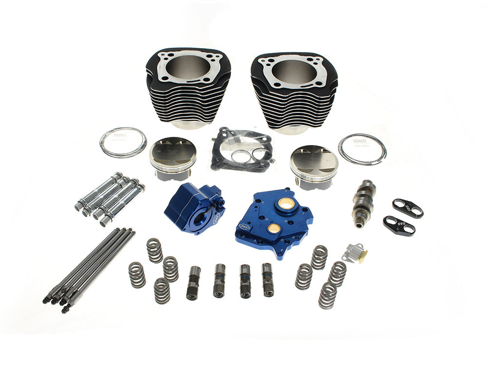 Power Pack - 132ci Big Bore Kit with Chain Drive HPT496 Camshaft, Highlighted Fins & Chrome Pushrod Tubes. Fits Milwaukee-Eight 2017up with 114ci or 117ci Oil Cooled Engine