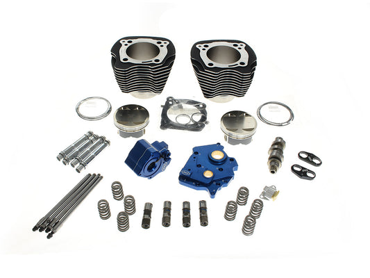 Power Pack - 132ci Big Bore Kit with Chain Drive HPT496 Camshaft, Highlighted Fins & Chrome Pushrod Tubes. Fits Milwaukee-Eight 2017up with 114ci or 117ci Oil Cooled Engine