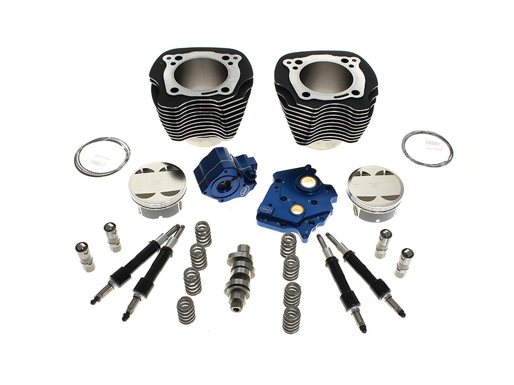 Power Pack - 129ci Big Bore Kit with Chain Drive HPT496 Camshaft, Highlighted Fins & Black Pushrod Tubes. Fits Milwaukee-Eight 2017-2024 with 107ci Oil Cooled Engine