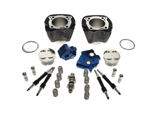 Power Pack - 129ci Big Bore Kit with Chain Drive HPT496 Camshaft, Highlighted Fins & Black Pushrod Tubes. Fits Milwaukee-Eight 2017-2024 with 107ci Oil Cooled Engine