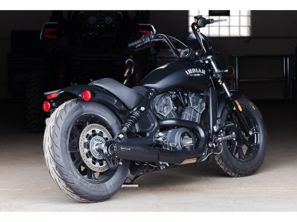 Grand National 2-into-1 Exhaust - Black with Black End Cap. Fits Indian Scout 2015-2024