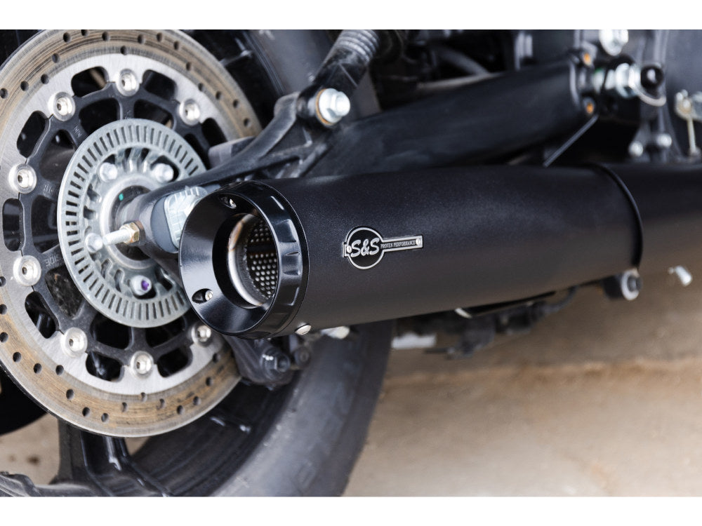 Grand National 2-into-1 Exhaust - Black with Black End Cap. Fits Indian Scout 2015-2024