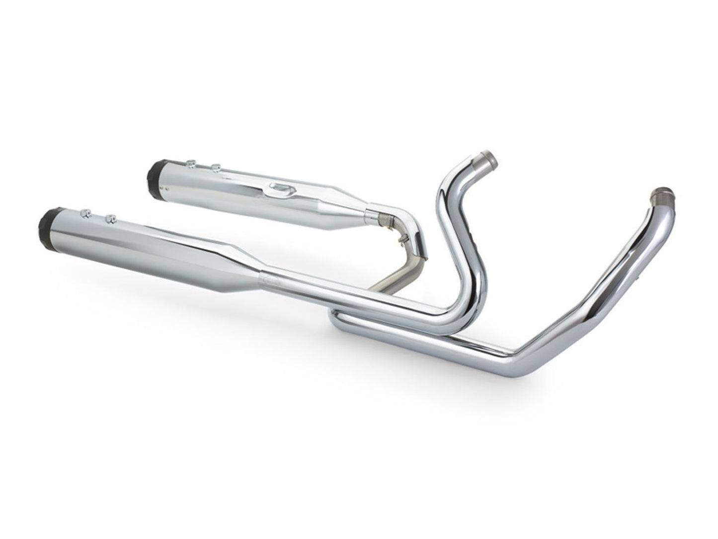 El Dorado 2-into-2 Dual Exhaust - Chrome with Black Thruster End Caps. Fits Touring 2017up.