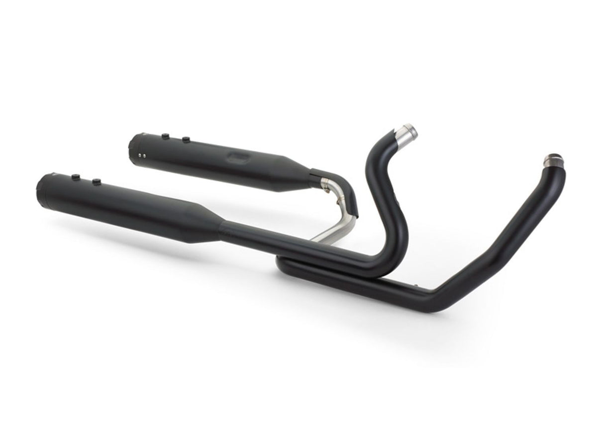 El Dorado 2-into-2 Dual Exhaust - Black with Black Thruster End Caps. Fits Touring 2017up.