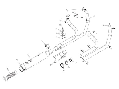 2-into-1 Sidewinder Exhaust - Chrome with Black End Cap. Fits Touring 2017up.